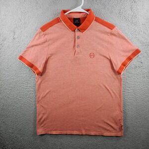 AX Armani Exchange Polo Shirt Men XL Short Sleeve Brick Orange White